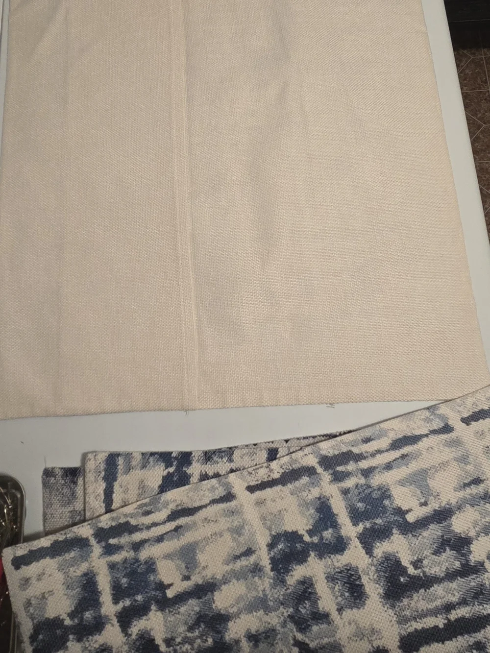 Blue and Cream Abstract Canvas Pillow Cover (2 Sets)